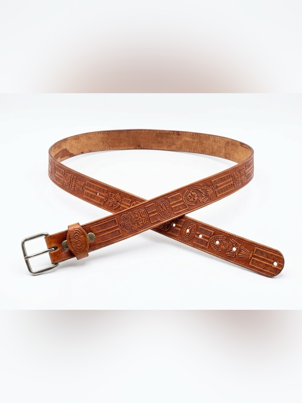 Embossed leather belt